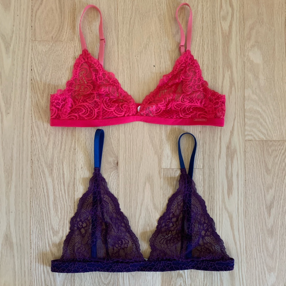 Set of 2 Lace Bralettes - Calvin Klein & BCBGeneration - Pink & Purple